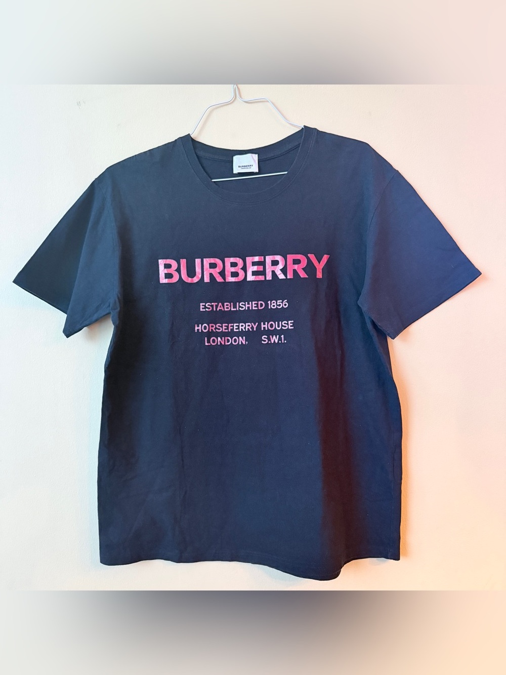 Burberry London England Logo T Shirt Black Red Horseferry House Mens 3XL